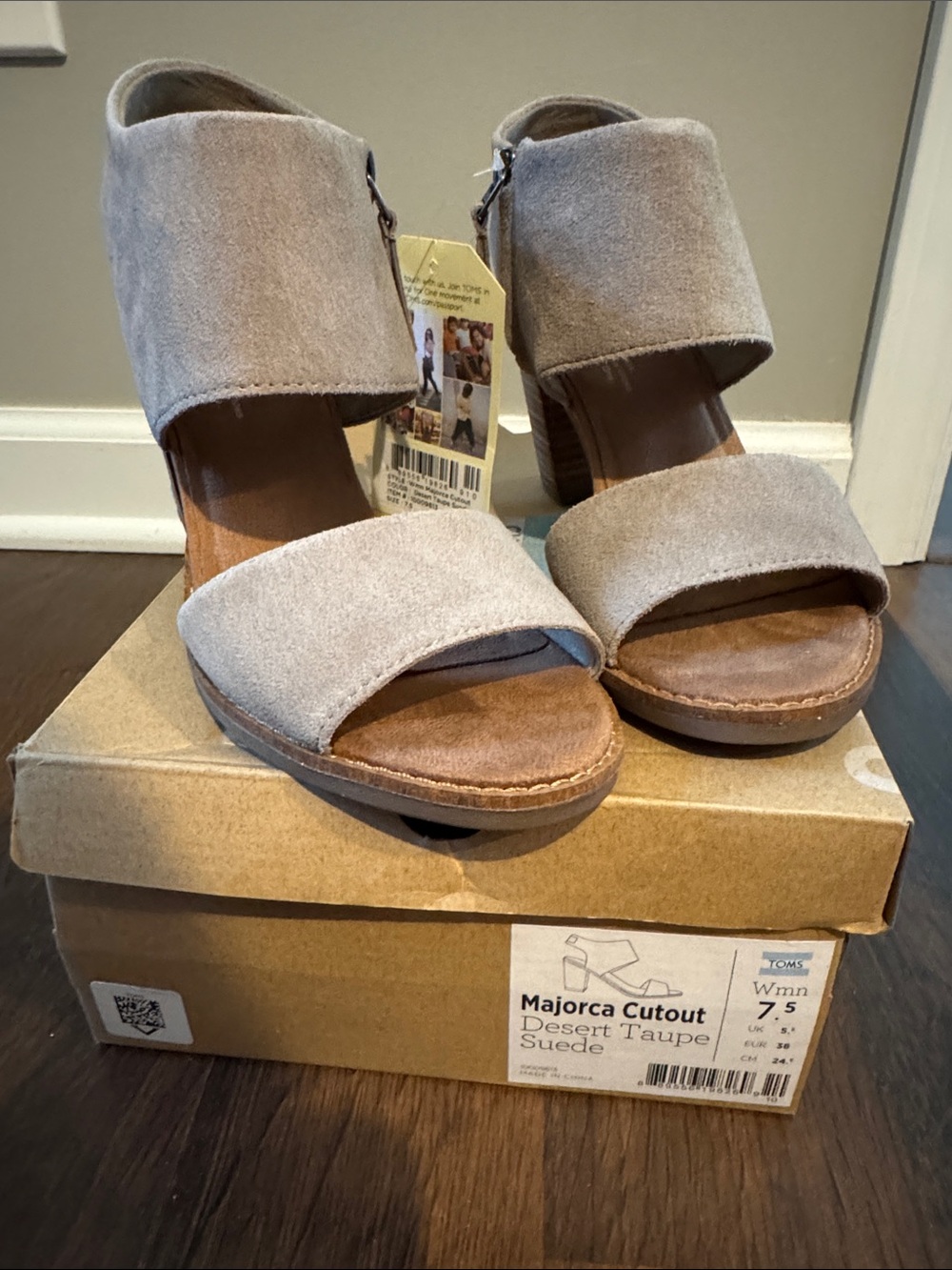Tom’s Desert Taupe Suede Cutout Heels